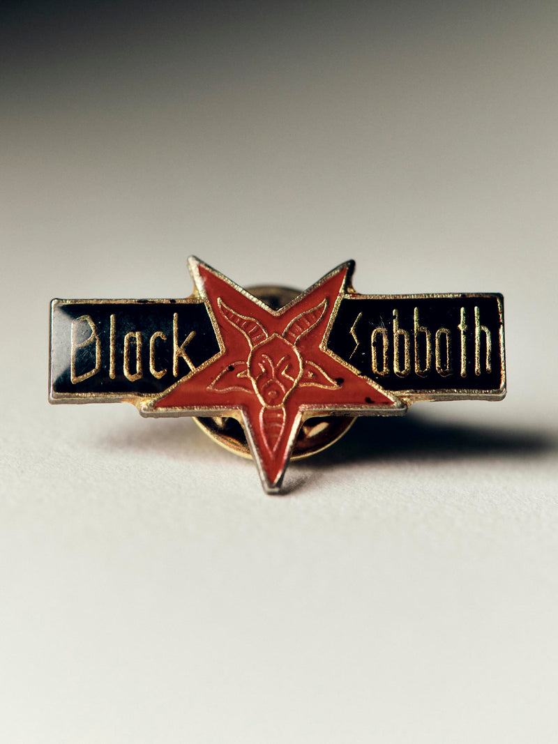 vintage 80's black sabbath "goat" pin