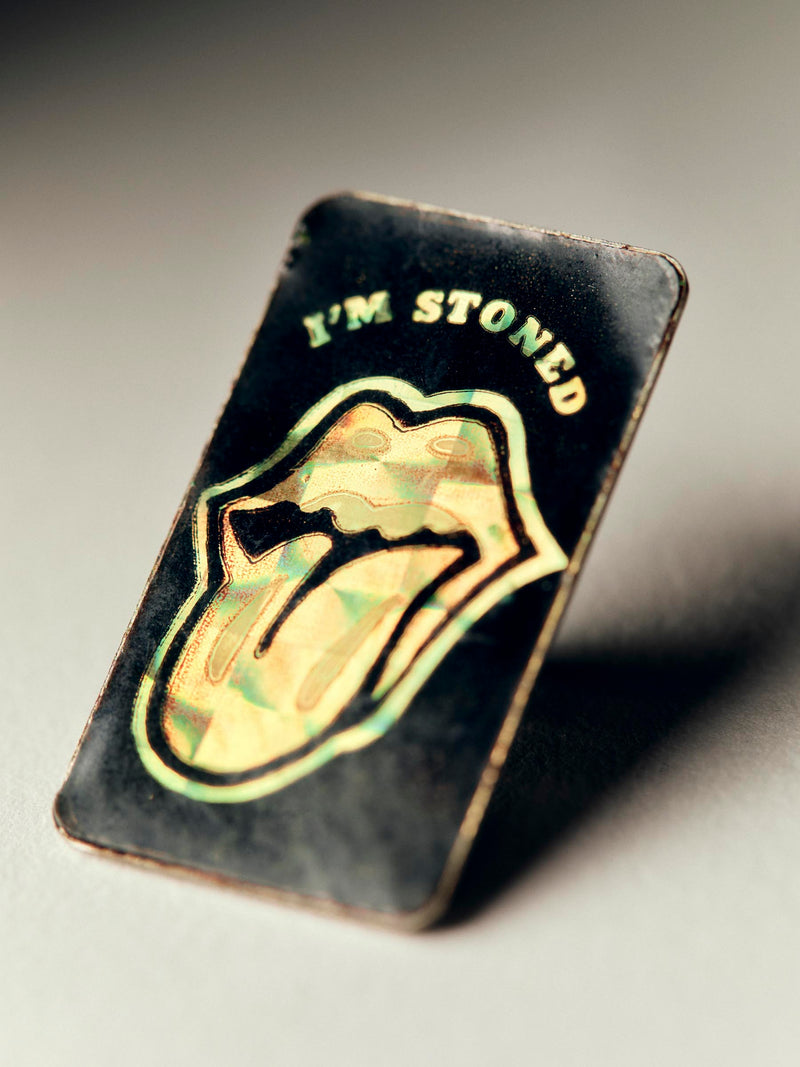 vintage rolling stones "im stoned" pin