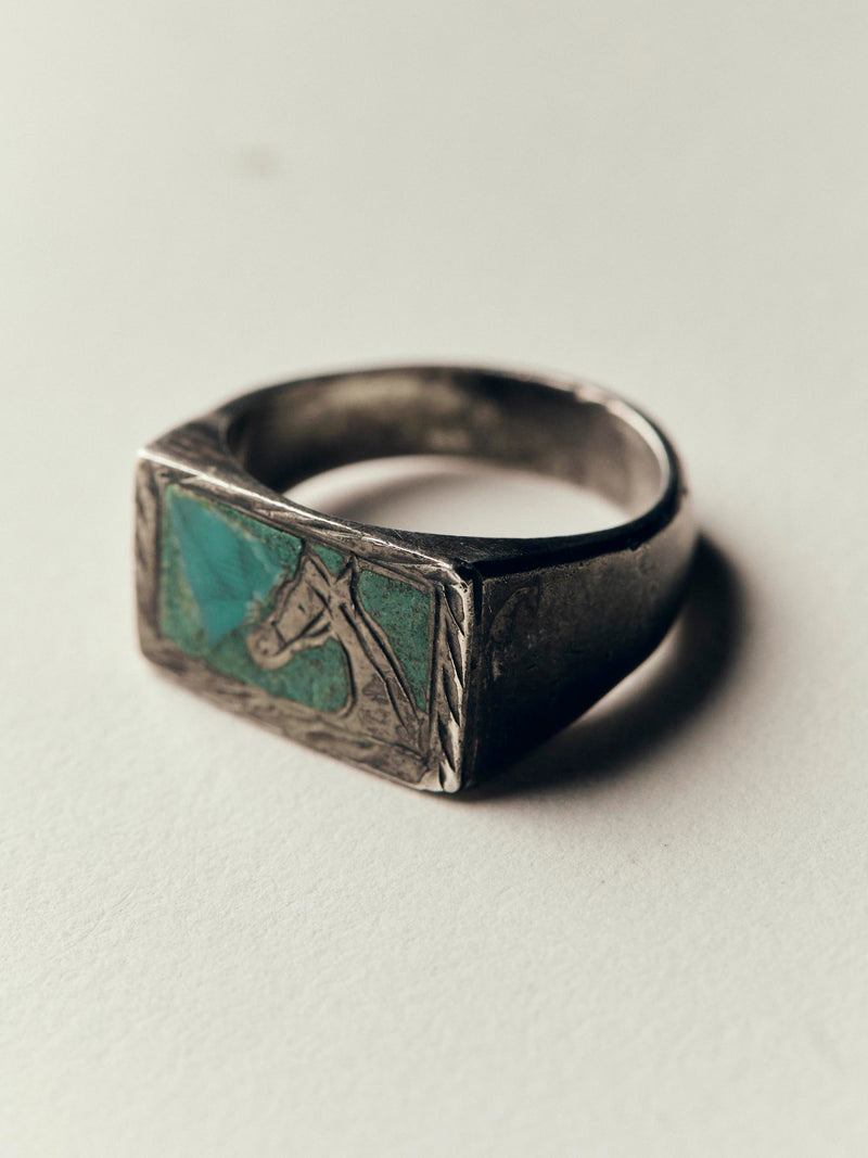 vintage mexican turquoise horse ring