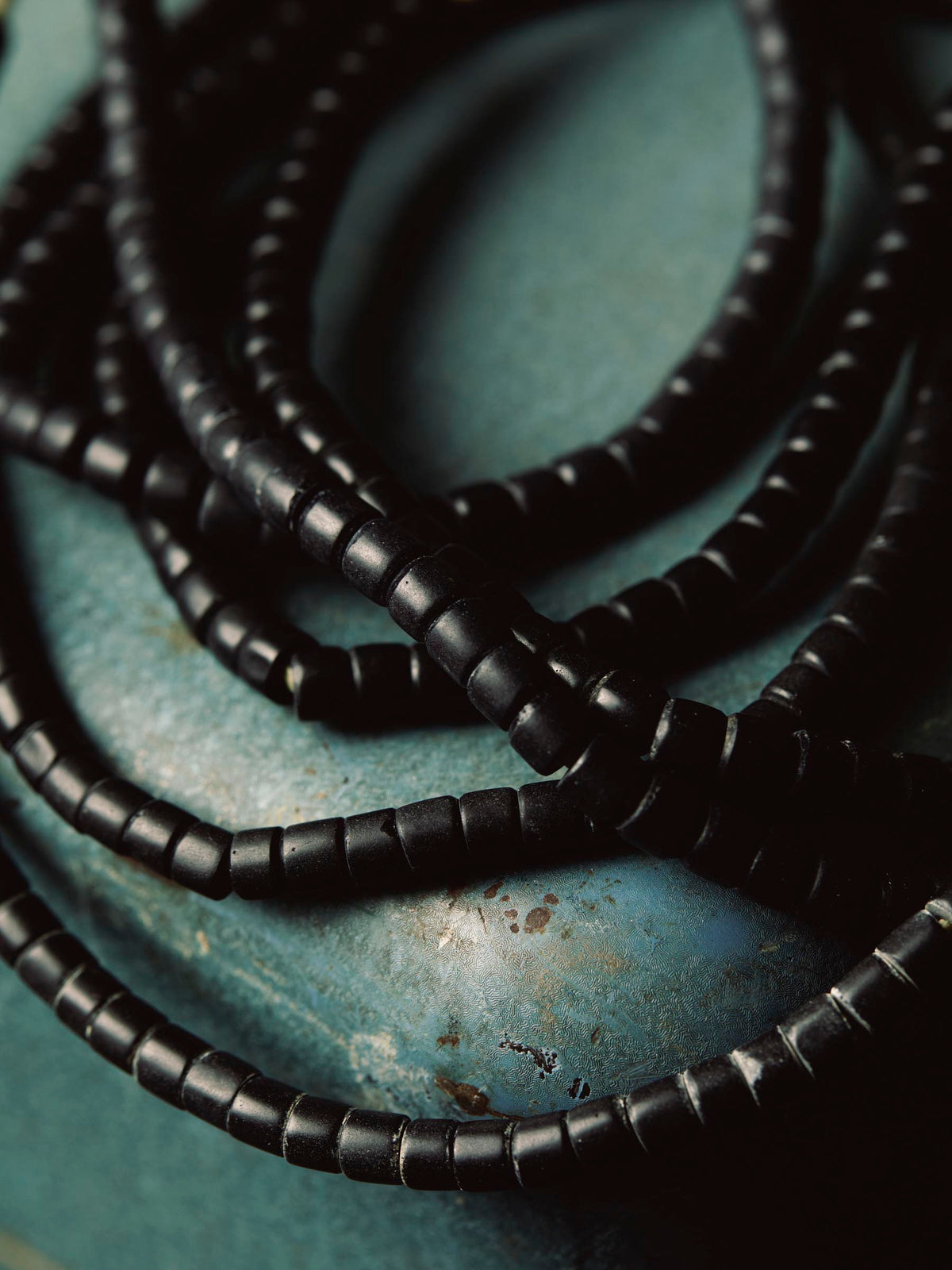 vintage black trade bead necklace