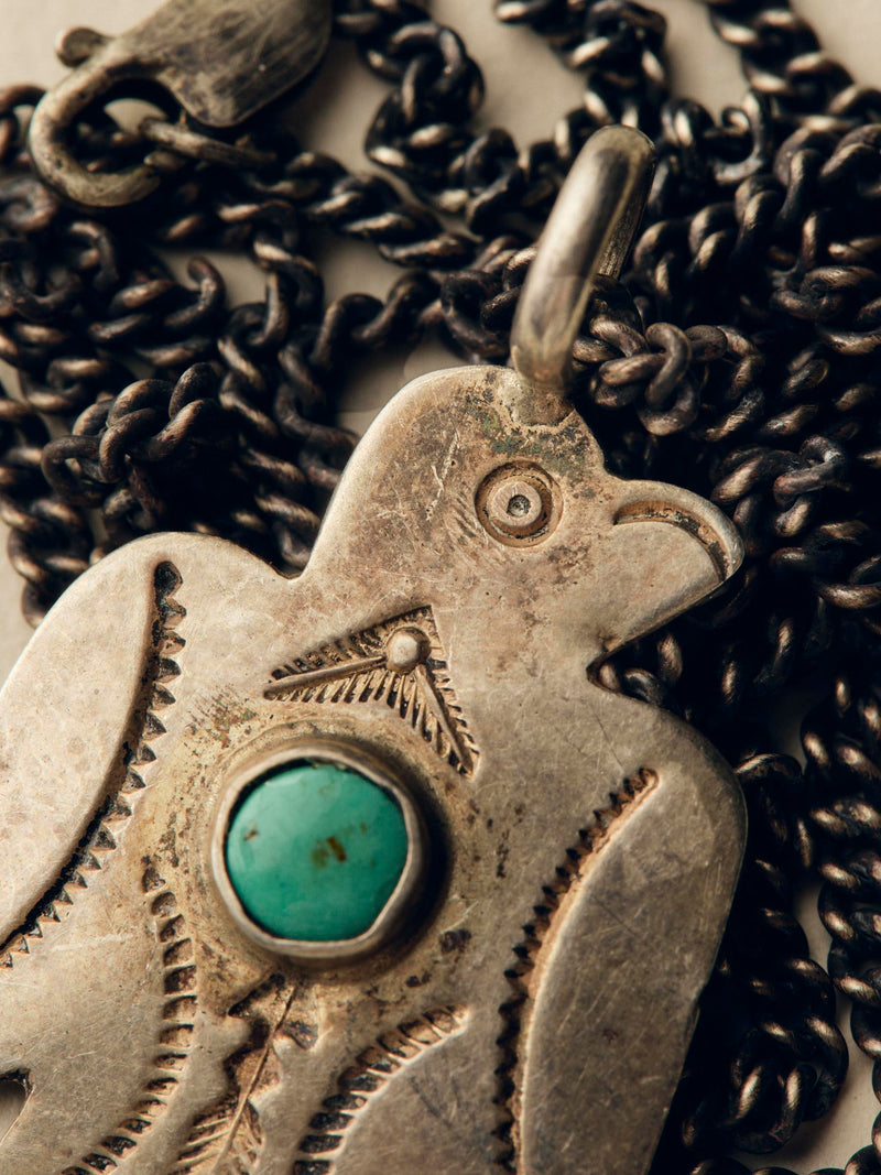 vintage harvey-era thunderbird pendant on silver chain - Model