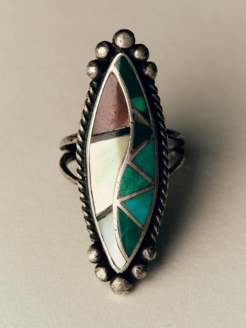 vintage navajo multistone inlay cocktail ring - Model