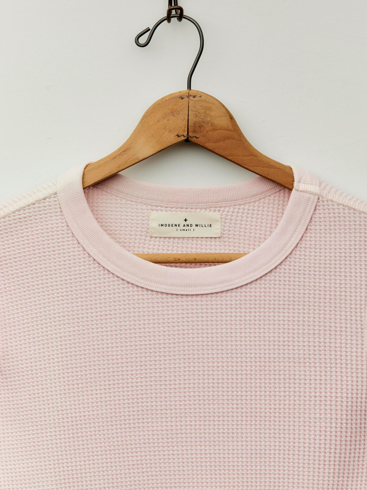 long sleeve waffle thermal in pink stone