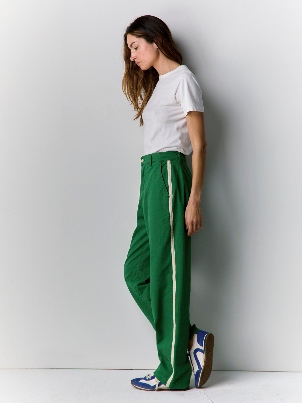 baker striped trouser in kelly green