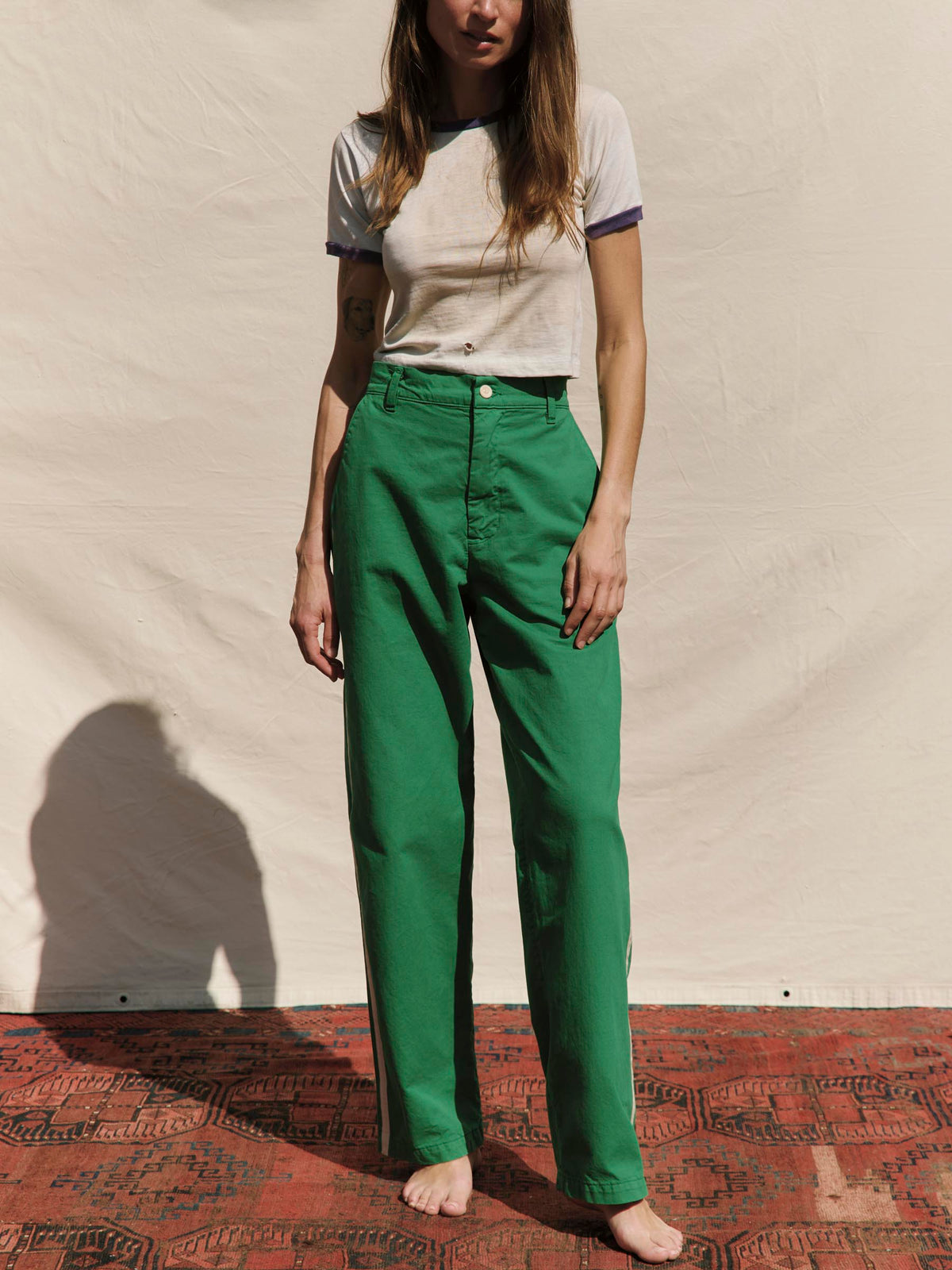 baker striped trouser in kelly green