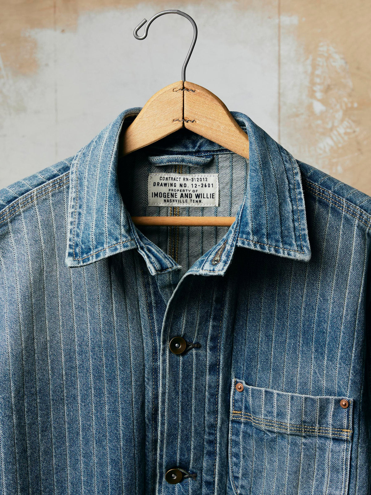 ranch jacket in washed indigo stripe