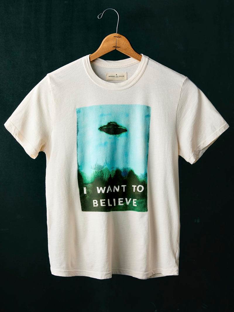 the "believe" tee
