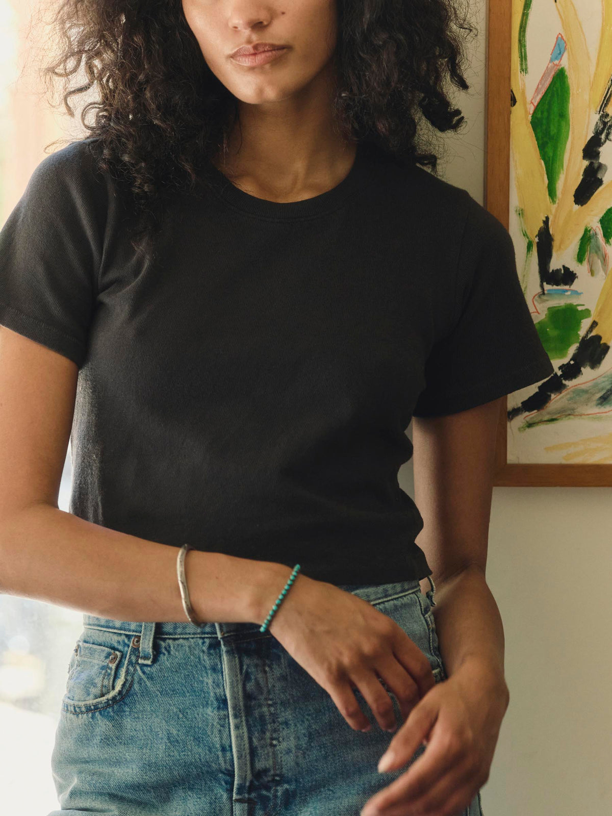 the baby tee in faded black