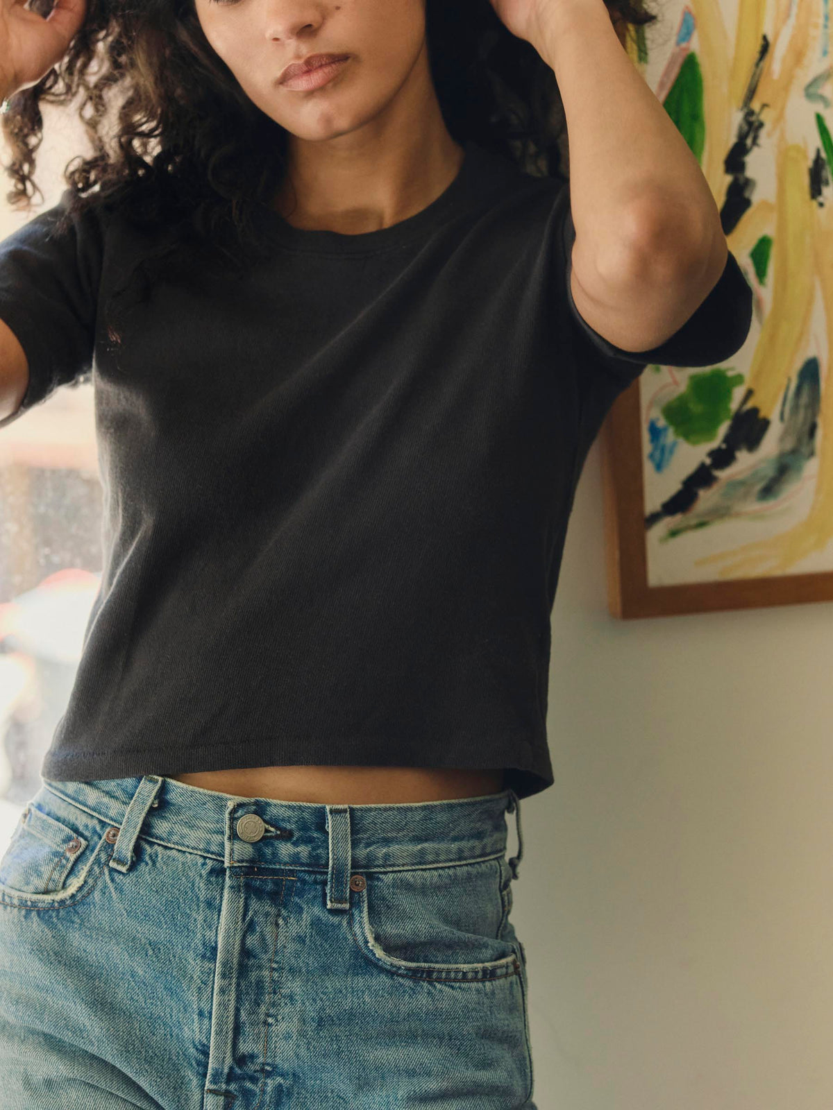 the baby tee in faded black