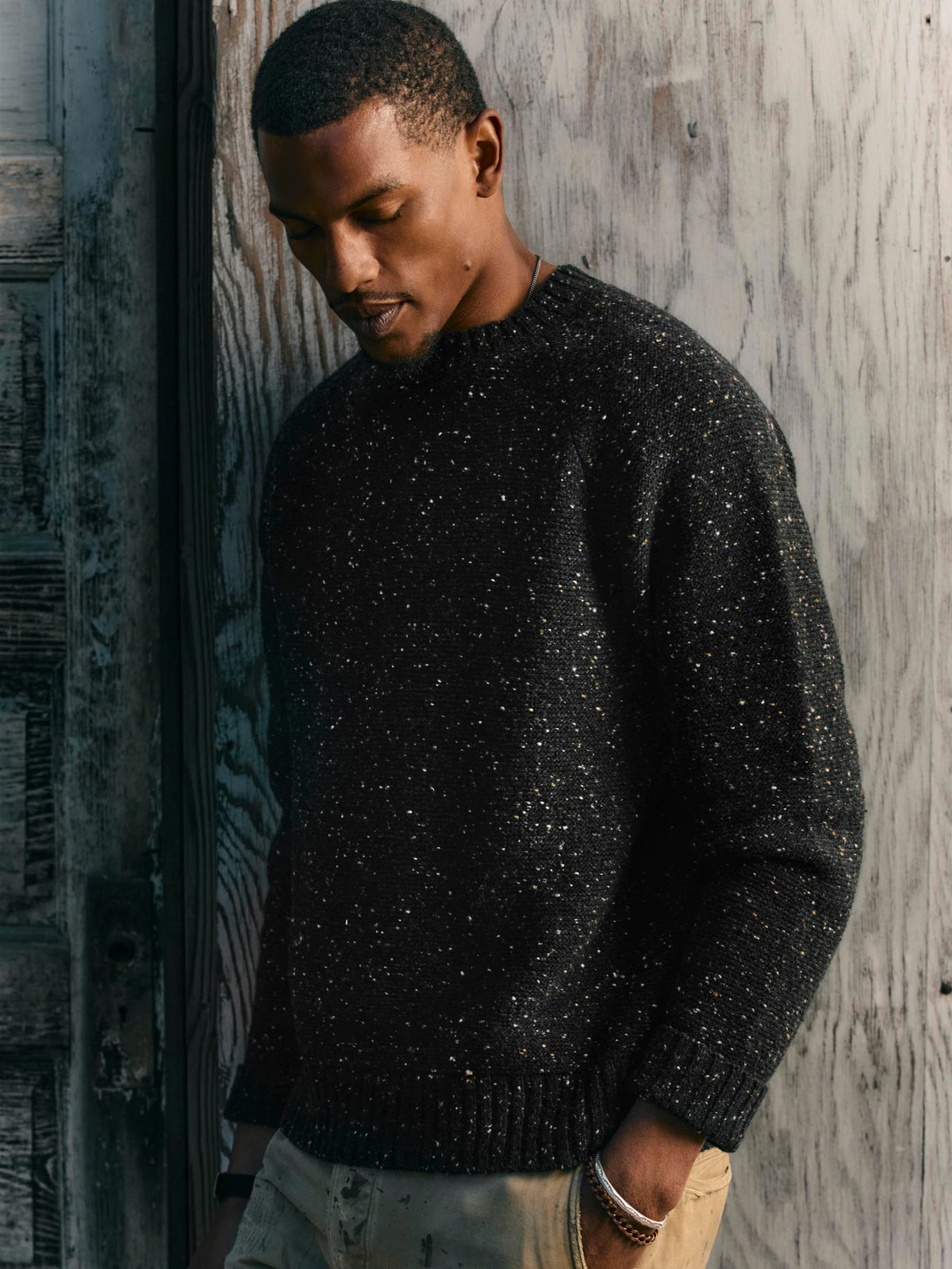 galway wool sweater in black nep