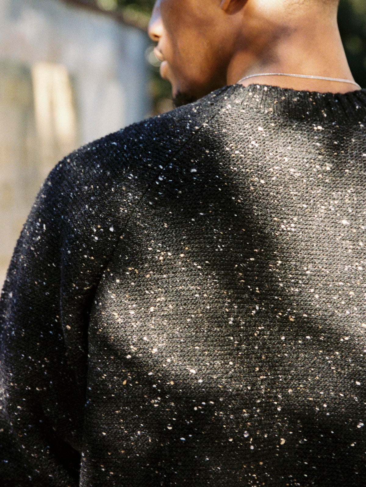 galway wool sweater in black nep