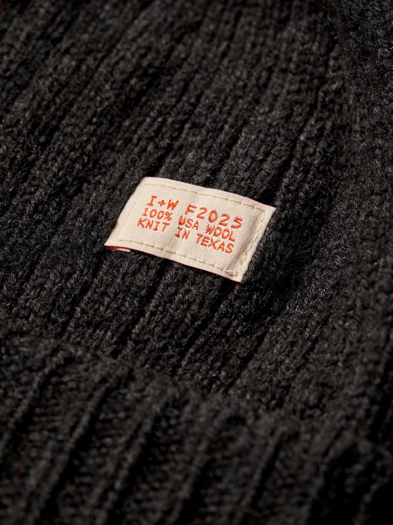 knit wool watch cap in charcoal - Model