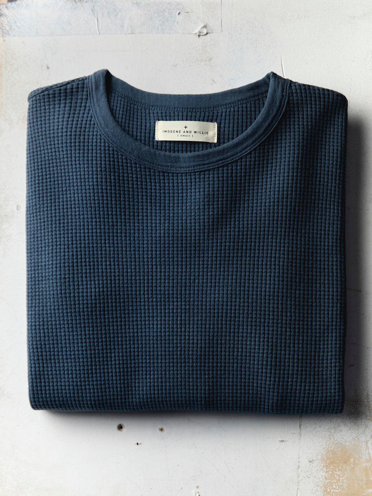 long sleeve thermal crew in steel blue
