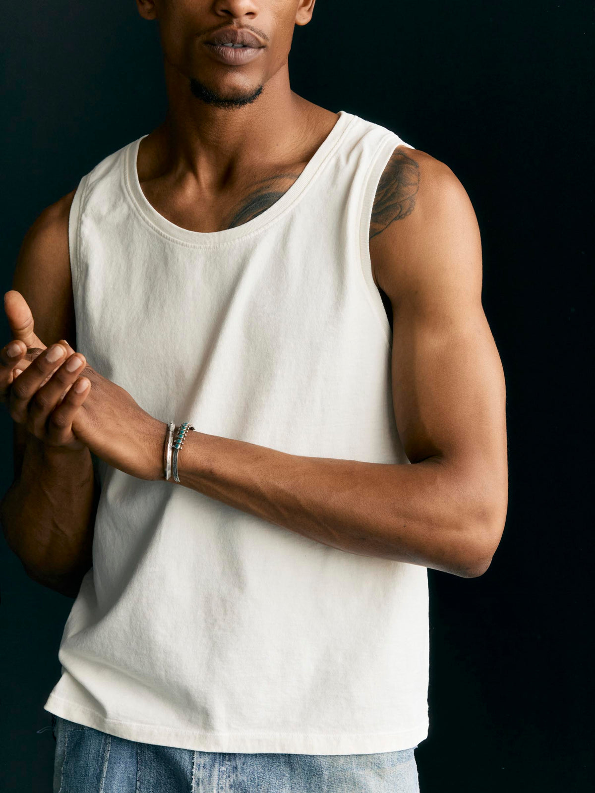 midweight box tank in vintage white