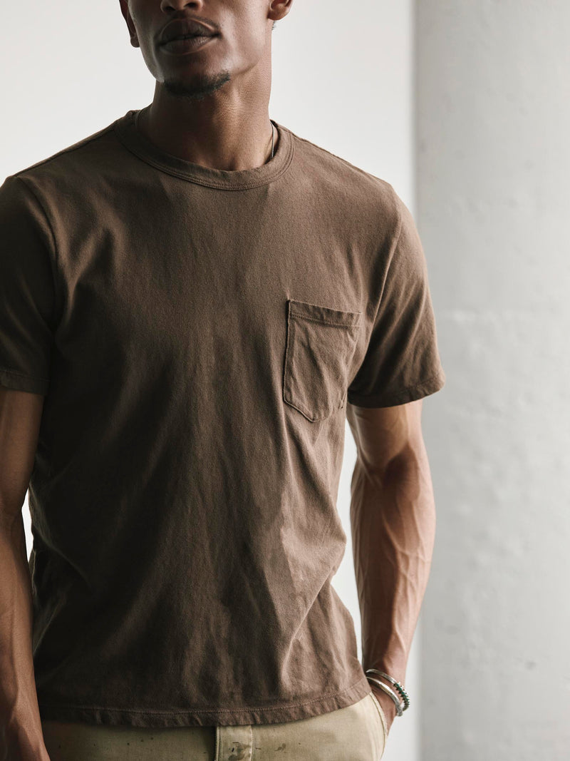 brown knit pocket tee