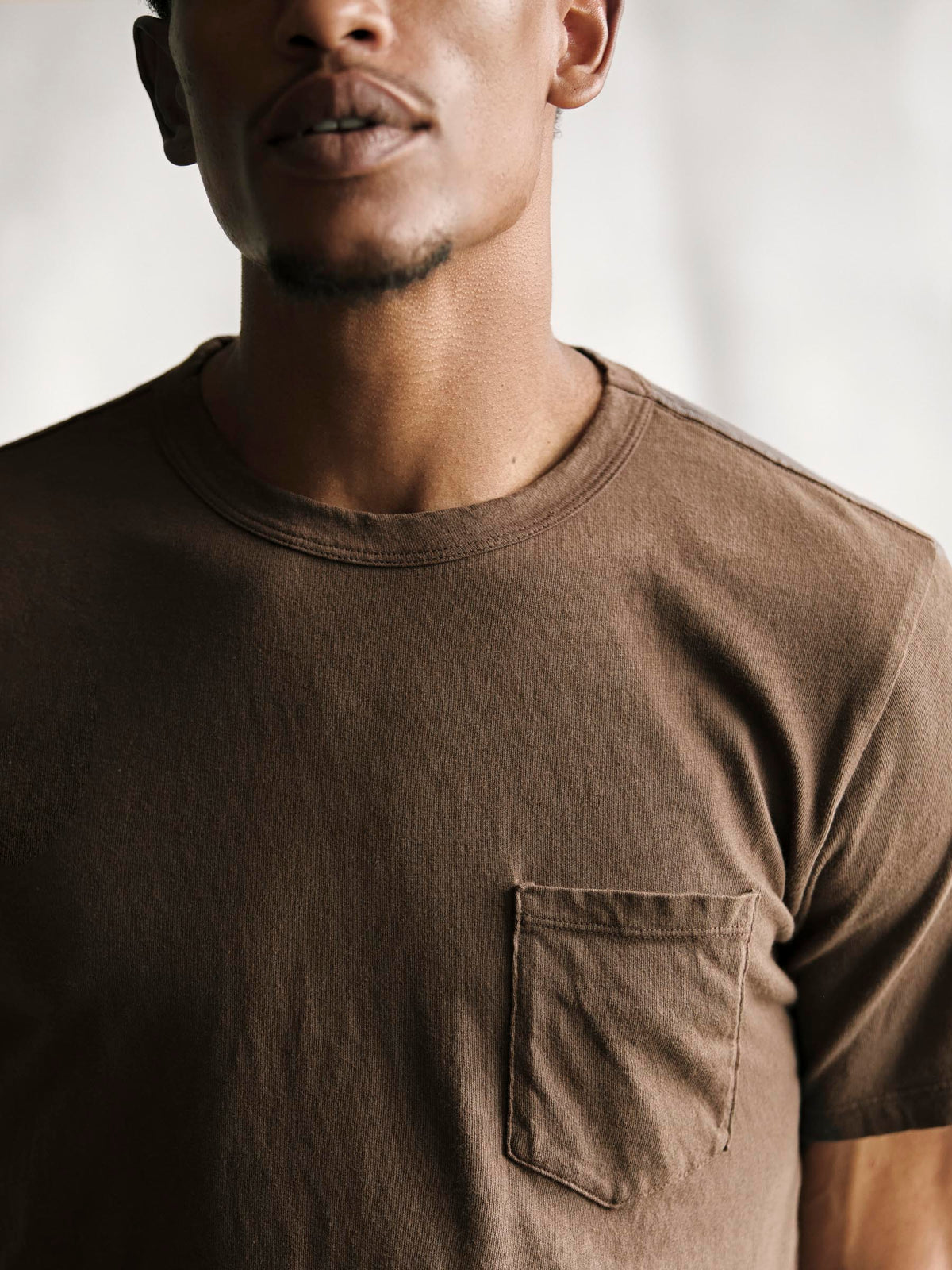 brown knit pocket tee