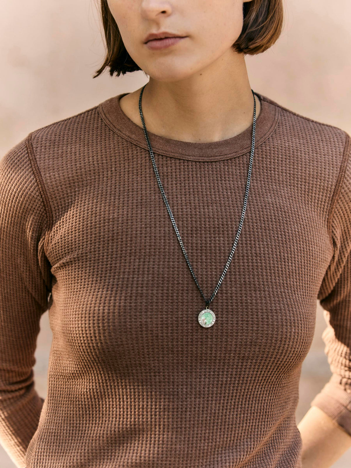 long sleeve waffle thermal in brown