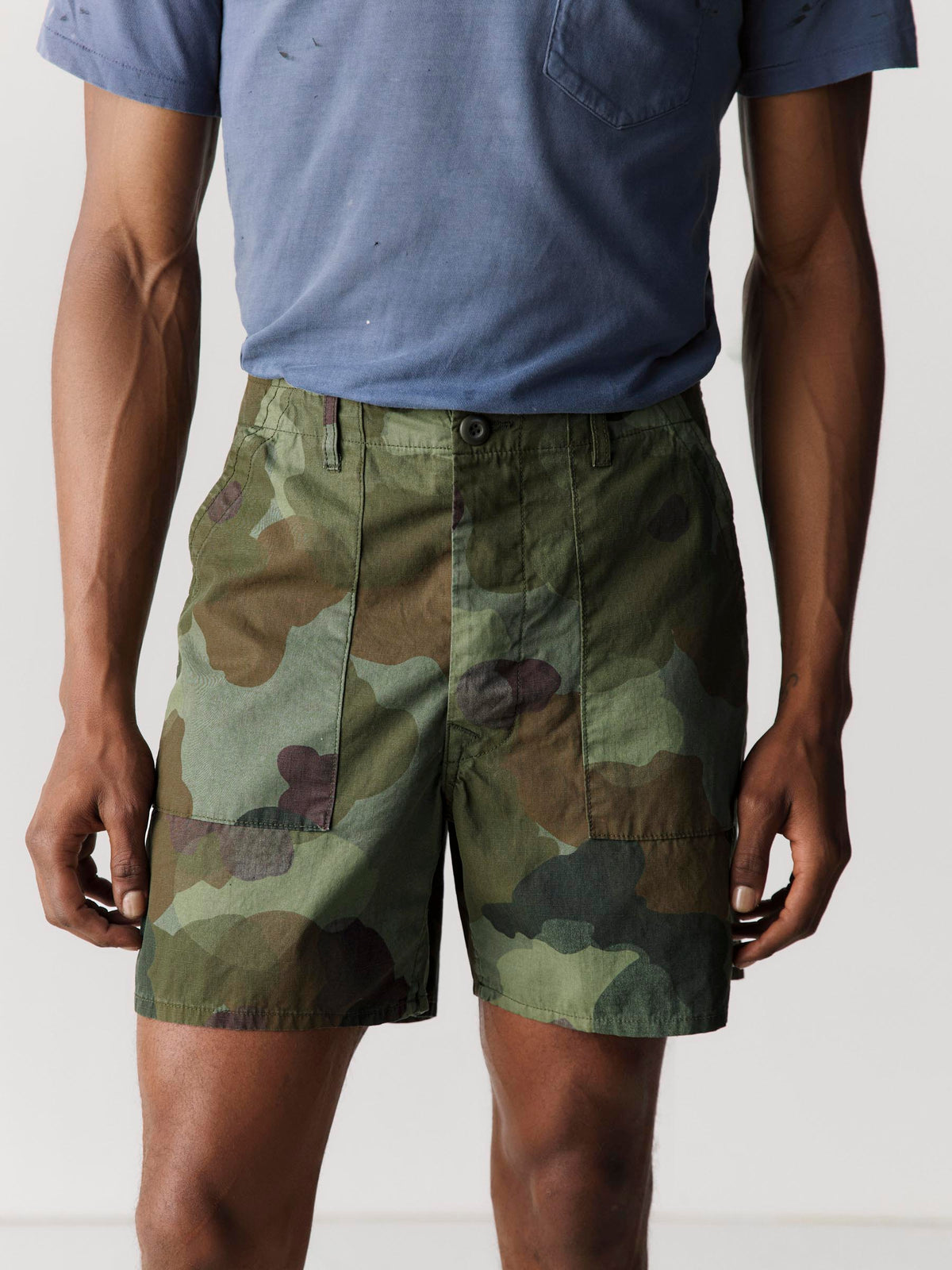 the ripstop fatigue short in painted camo
