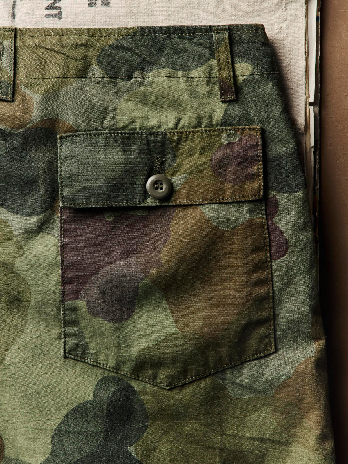 the ripstop fatigue short in painted camo