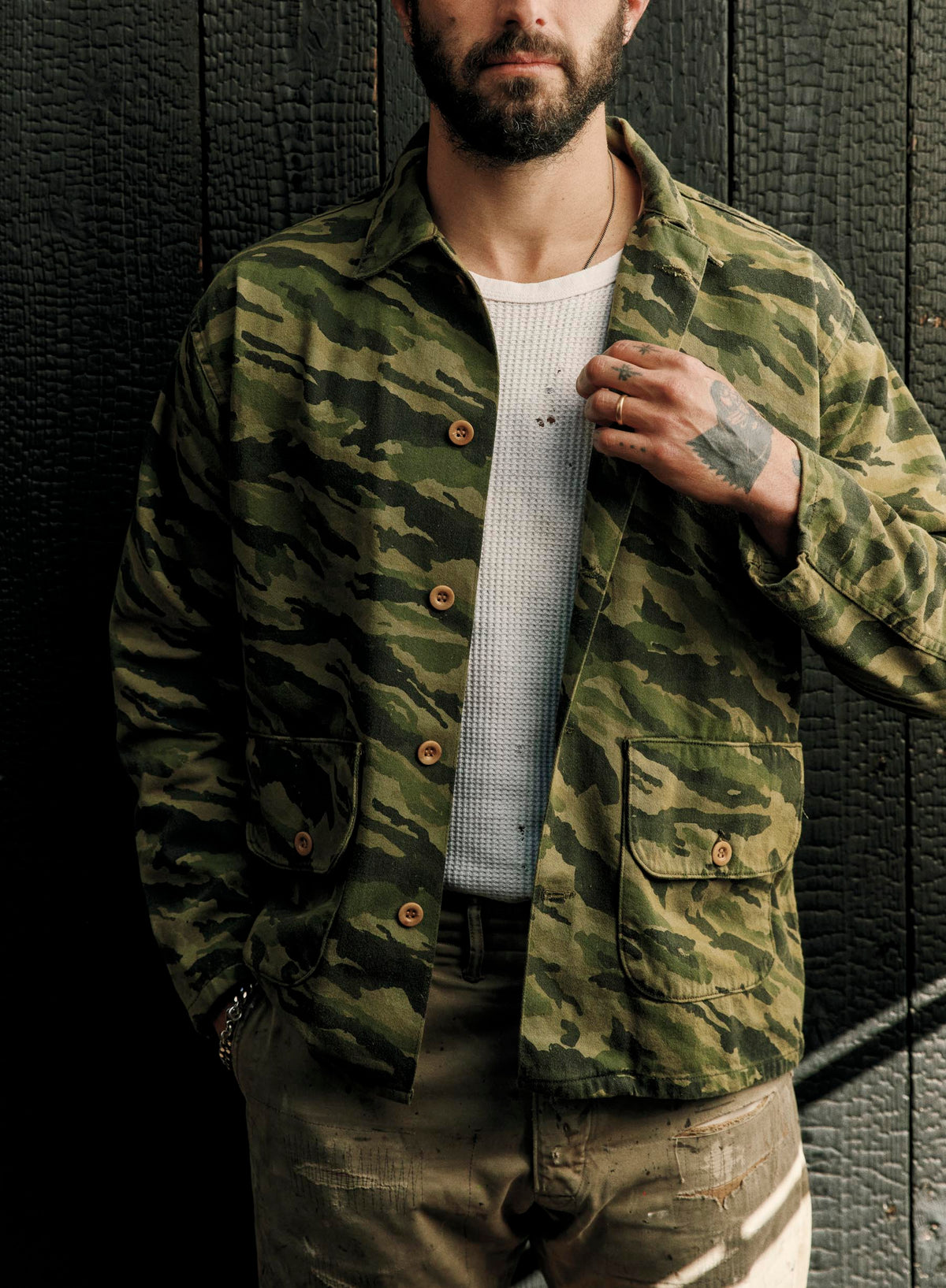 fatigue jacket in brushstroke camo