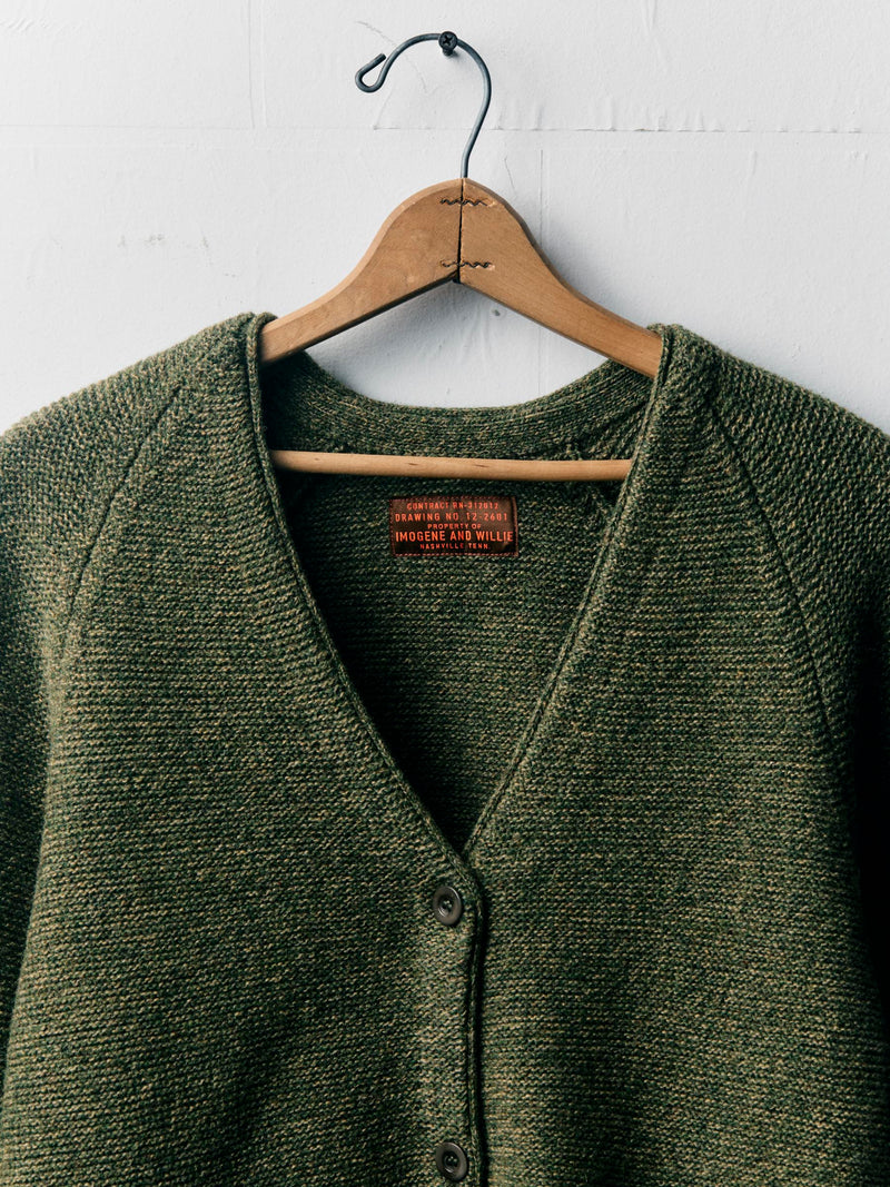 evie cardigan in sage - Model