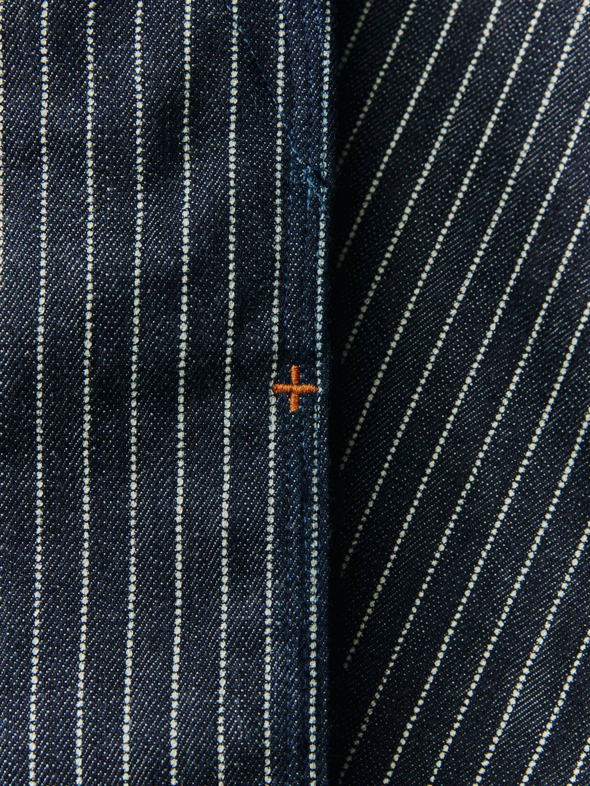 carpenter pant in striped rigid indigo