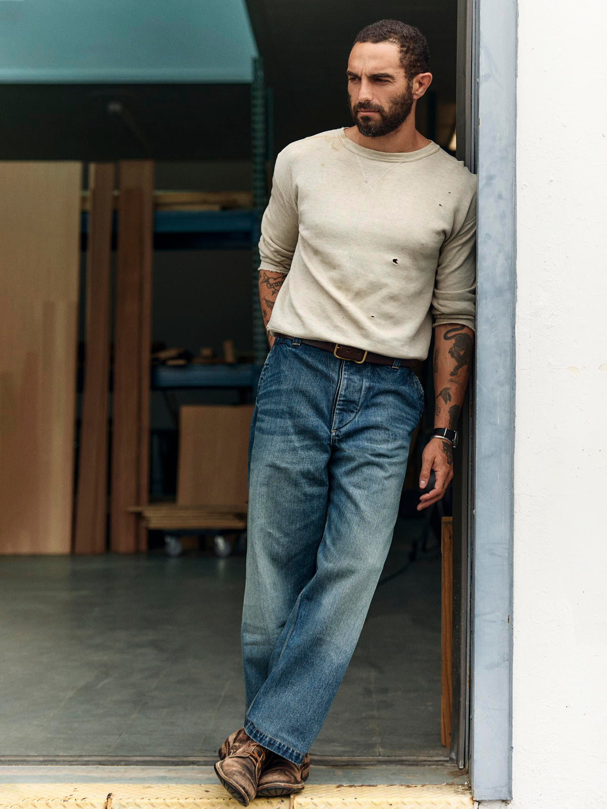 carpenter pant in washed denim