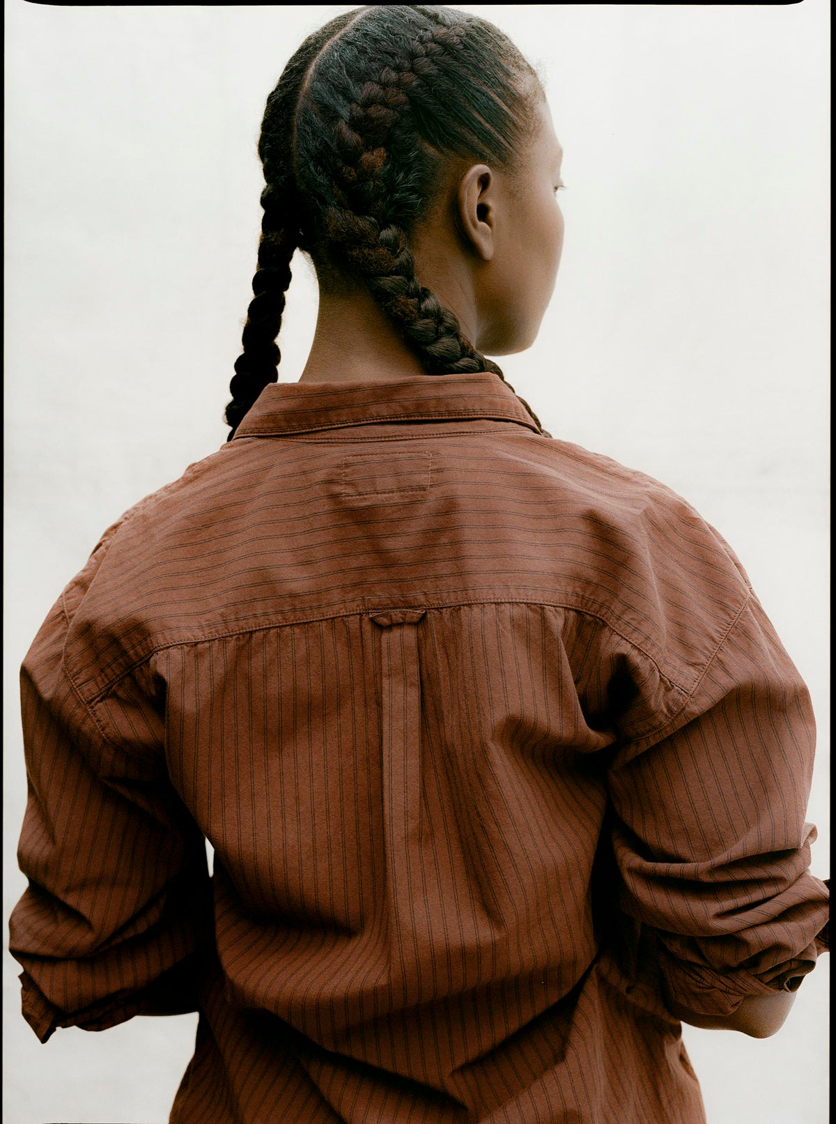 clyde brown striped cotton button up