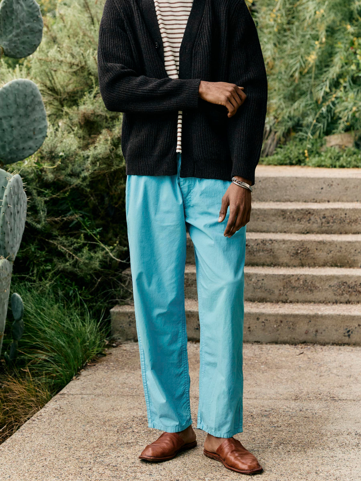 the lounge pant in aqua poplin