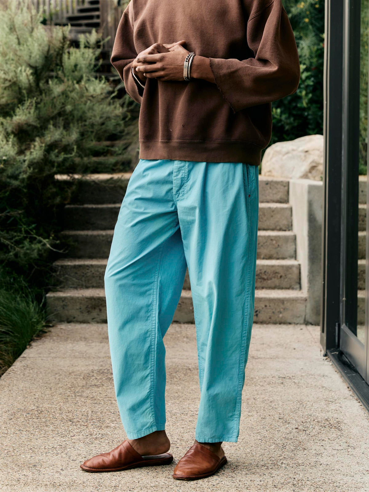 the lounge pant in aqua poplin