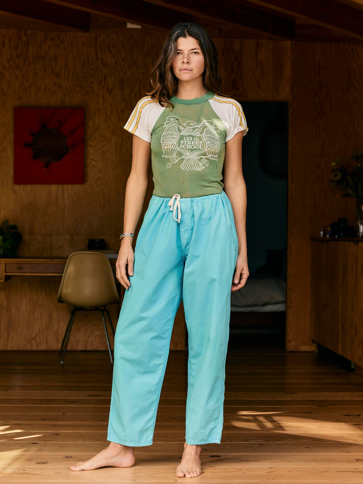 the lounge pant in aqua poplin
