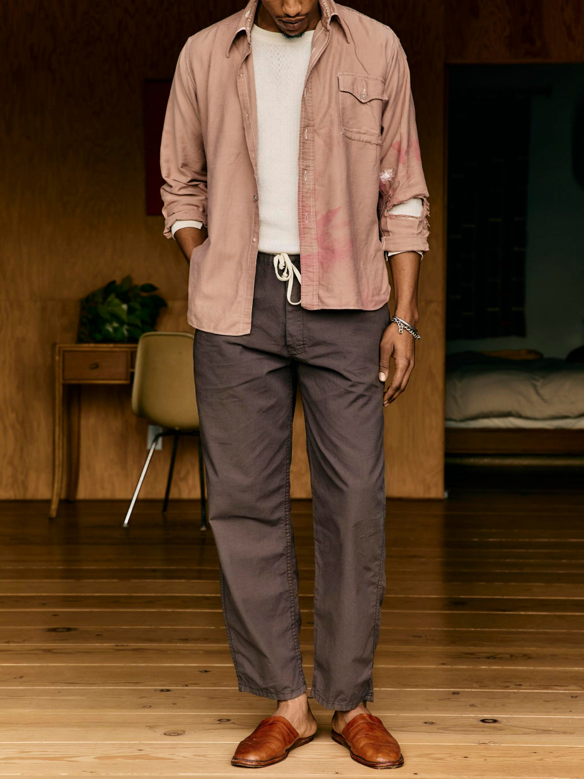 the lounge pant in umber poplin