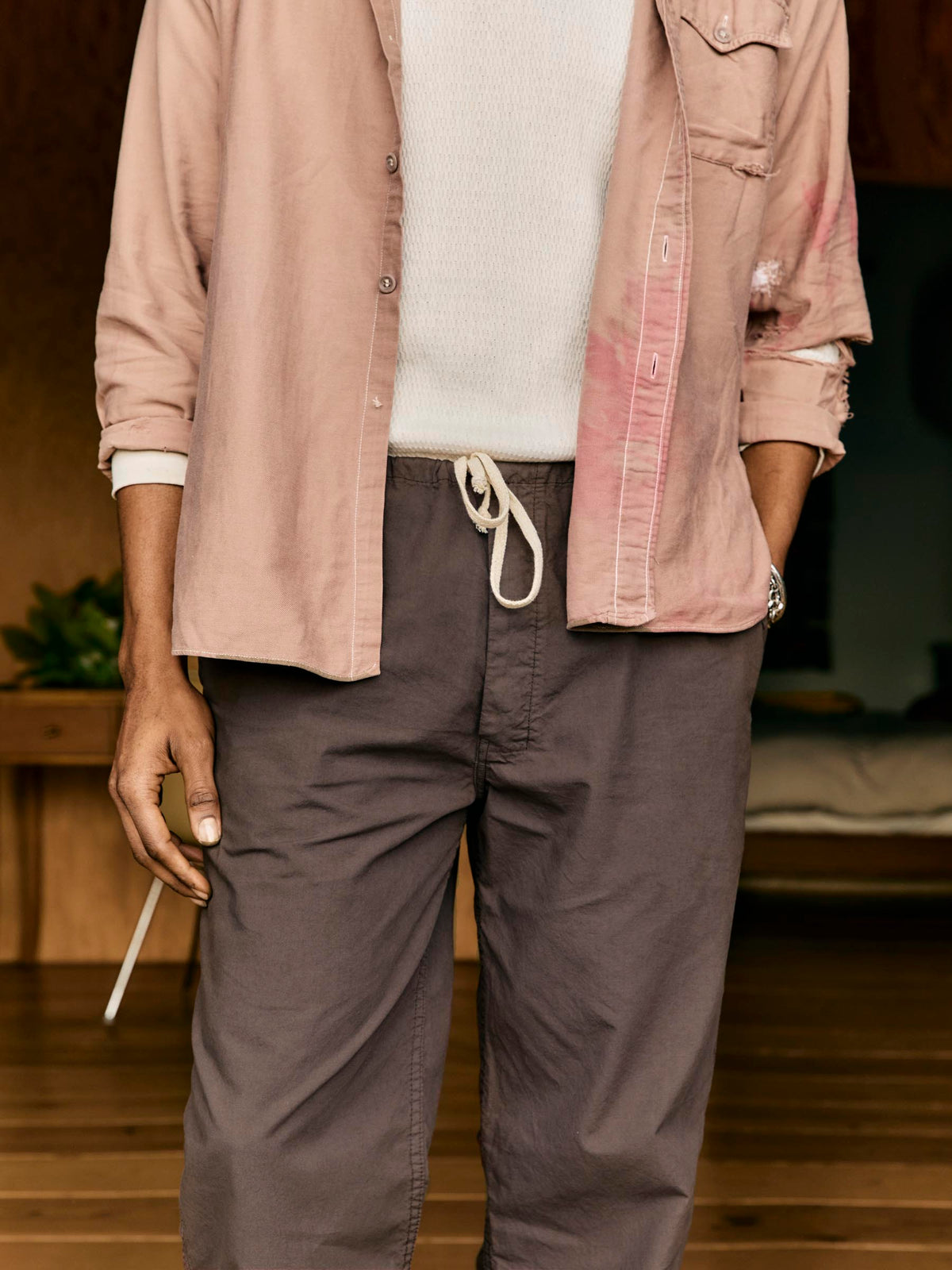 the lounge pant in umber poplin