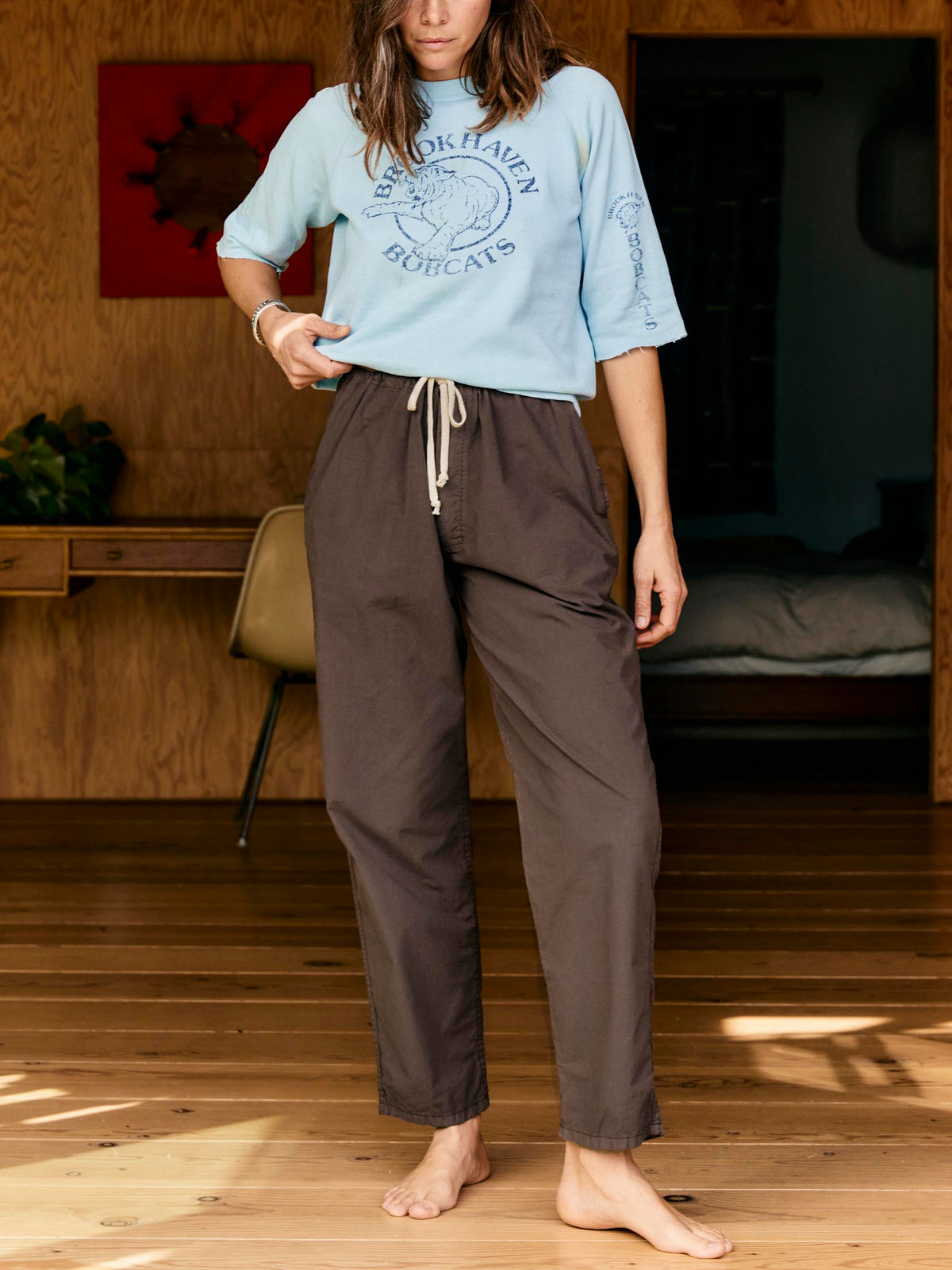 the lounge pant in umber poplin