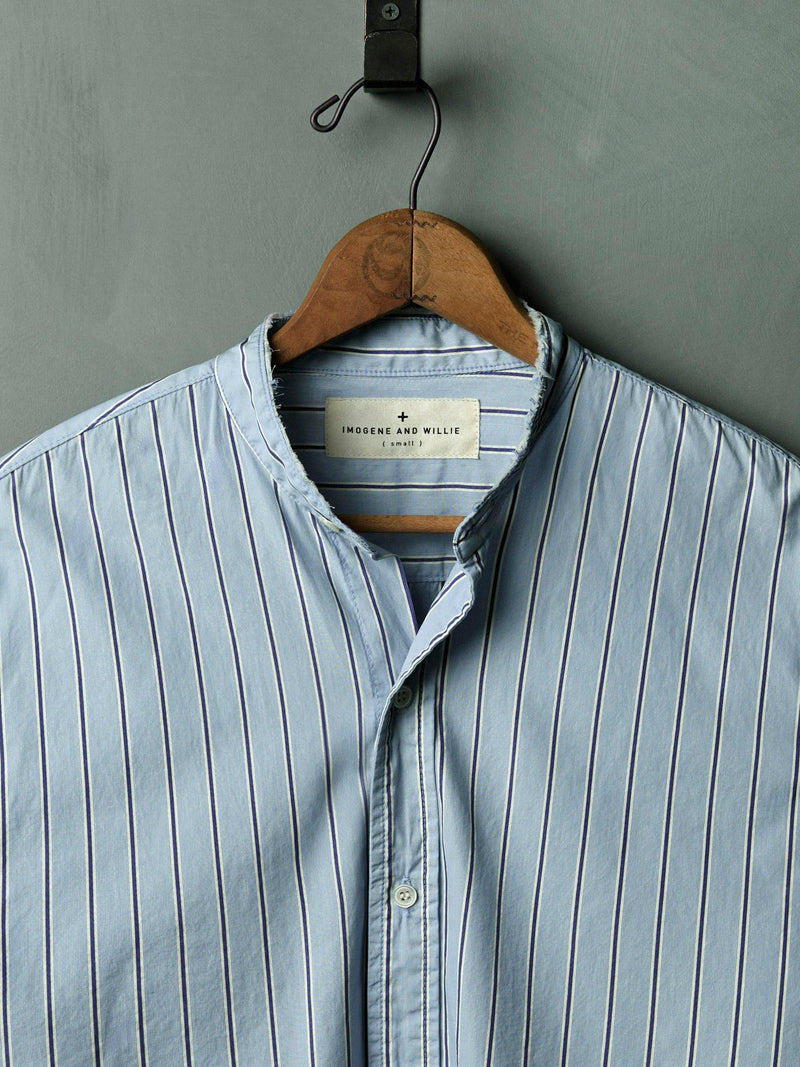 cut collar button down in blue stripe - Model