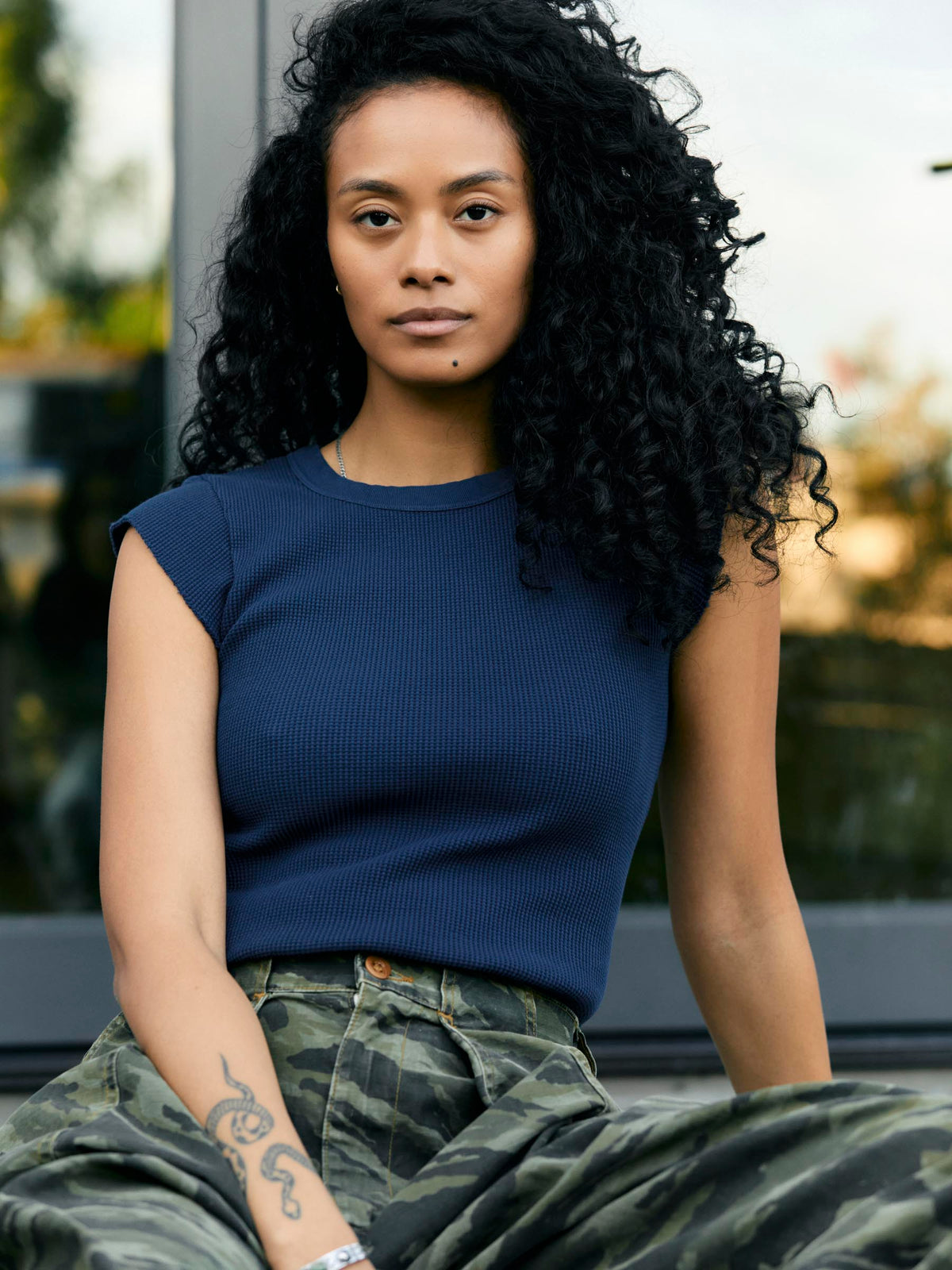 cut sleeve thermal in navy