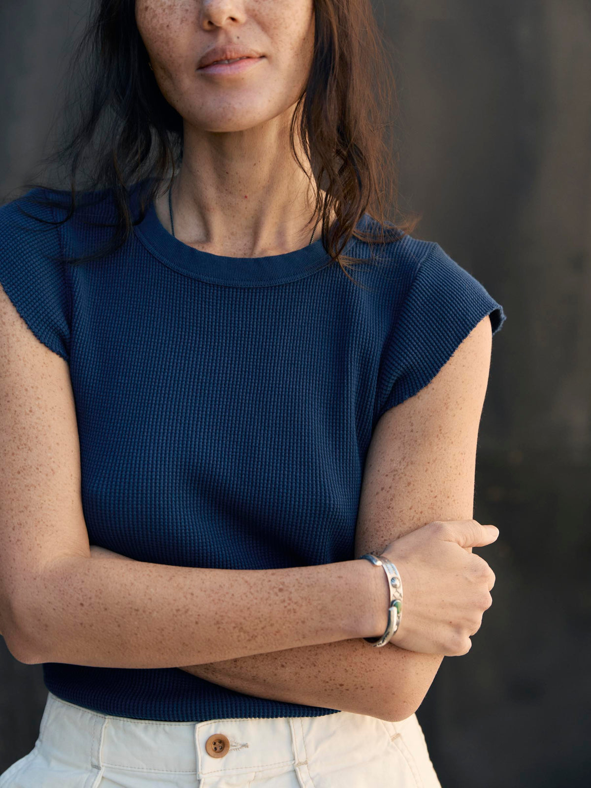 cut sleeve thermal in navy