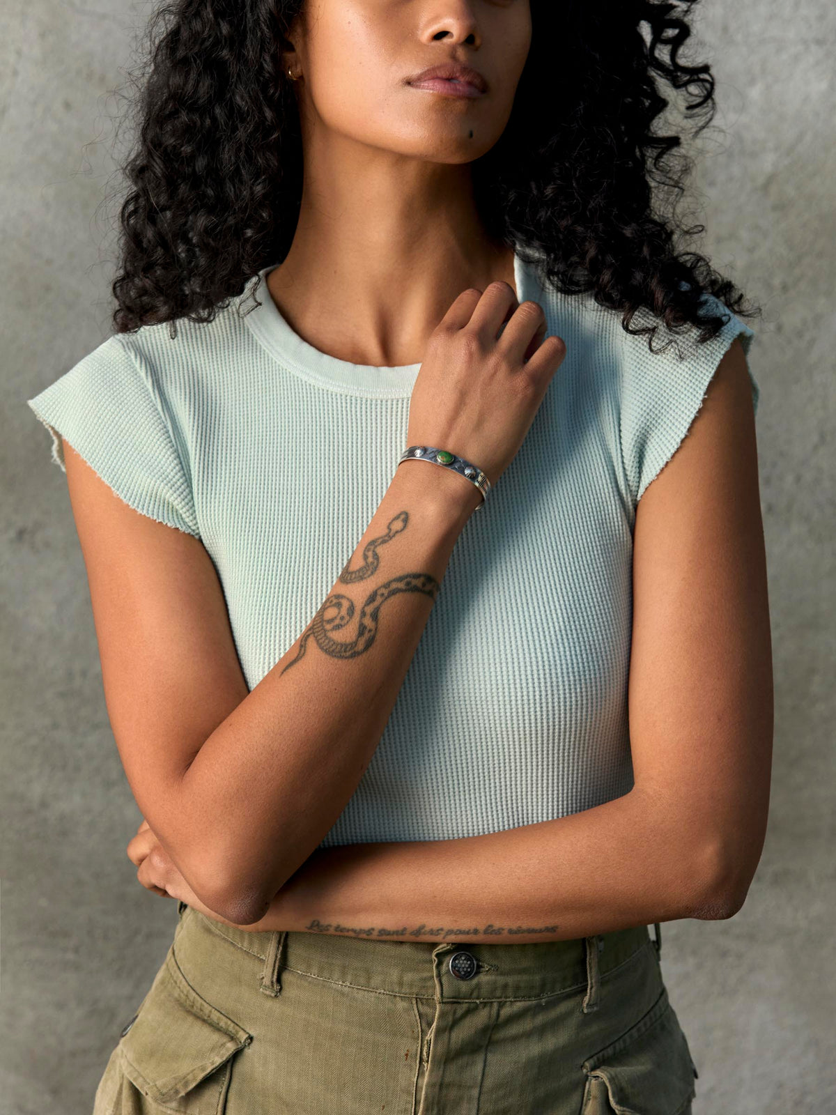 cut sleeve thermal in sky blue