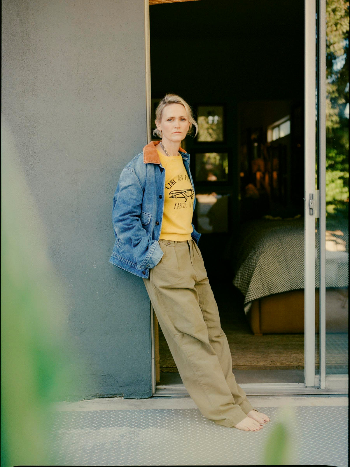 quilt lined washed denim chore coat