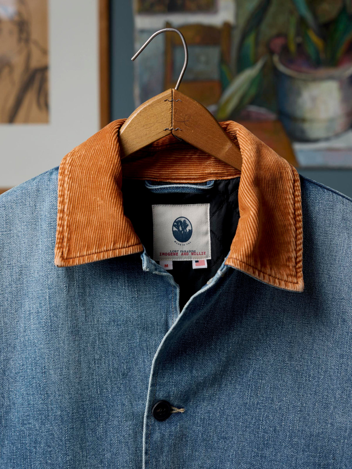 quilt lined washed denim chore coat