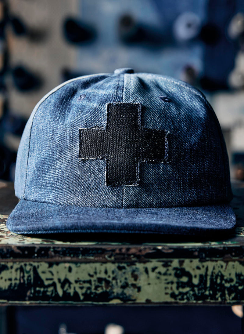 love fades recycled denim "plus" cap