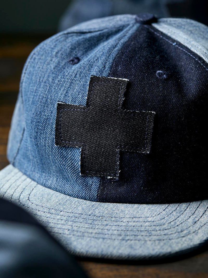 love fades recycled denim "plus" cap - Model