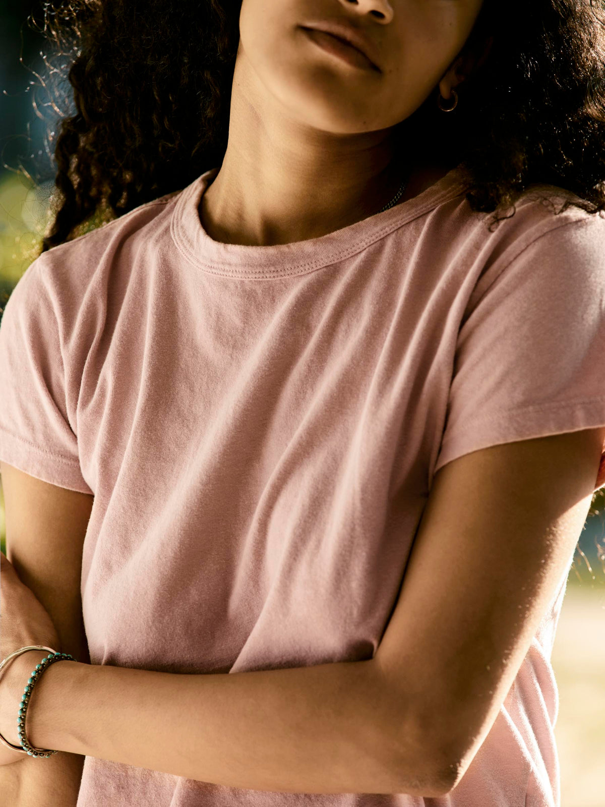 the drop tee in dusty pink