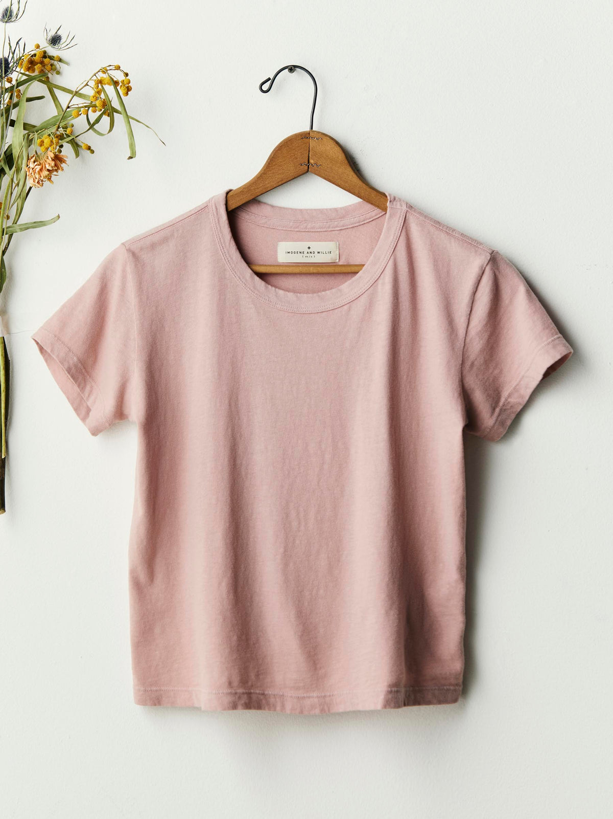 the drop tee in dusty pink