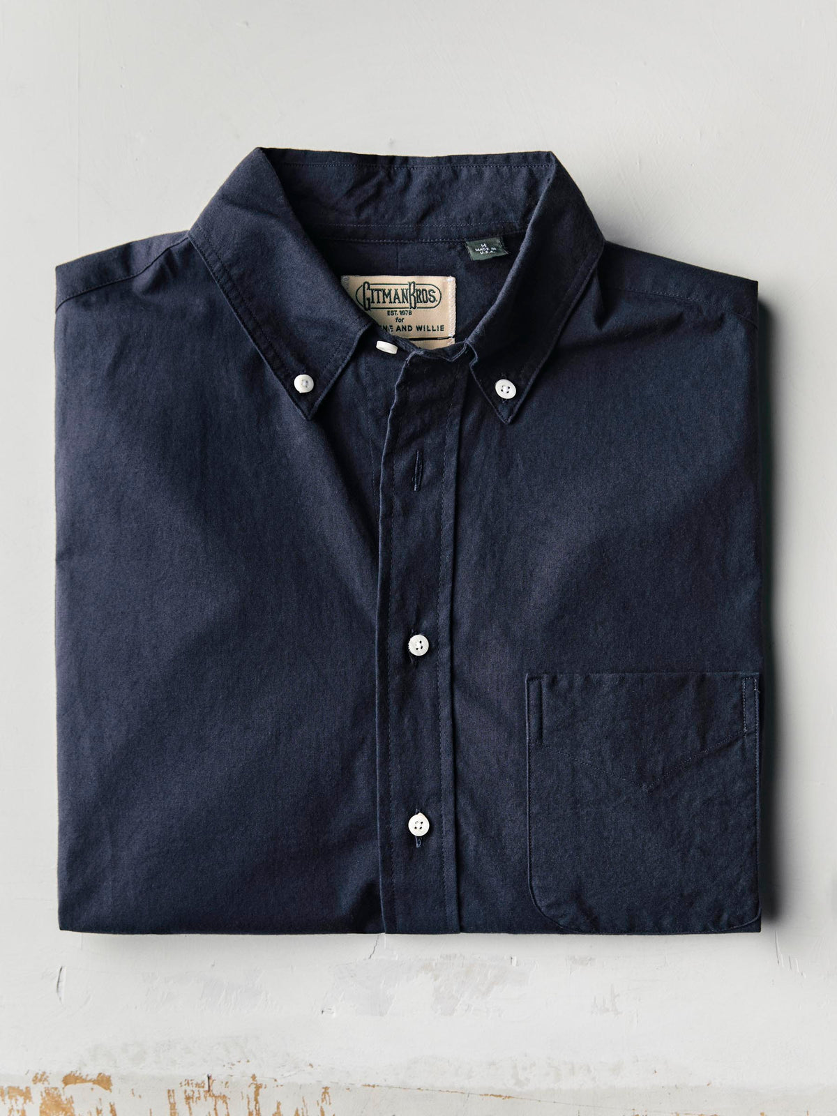 i+w x Gitman Vintage navy oxford