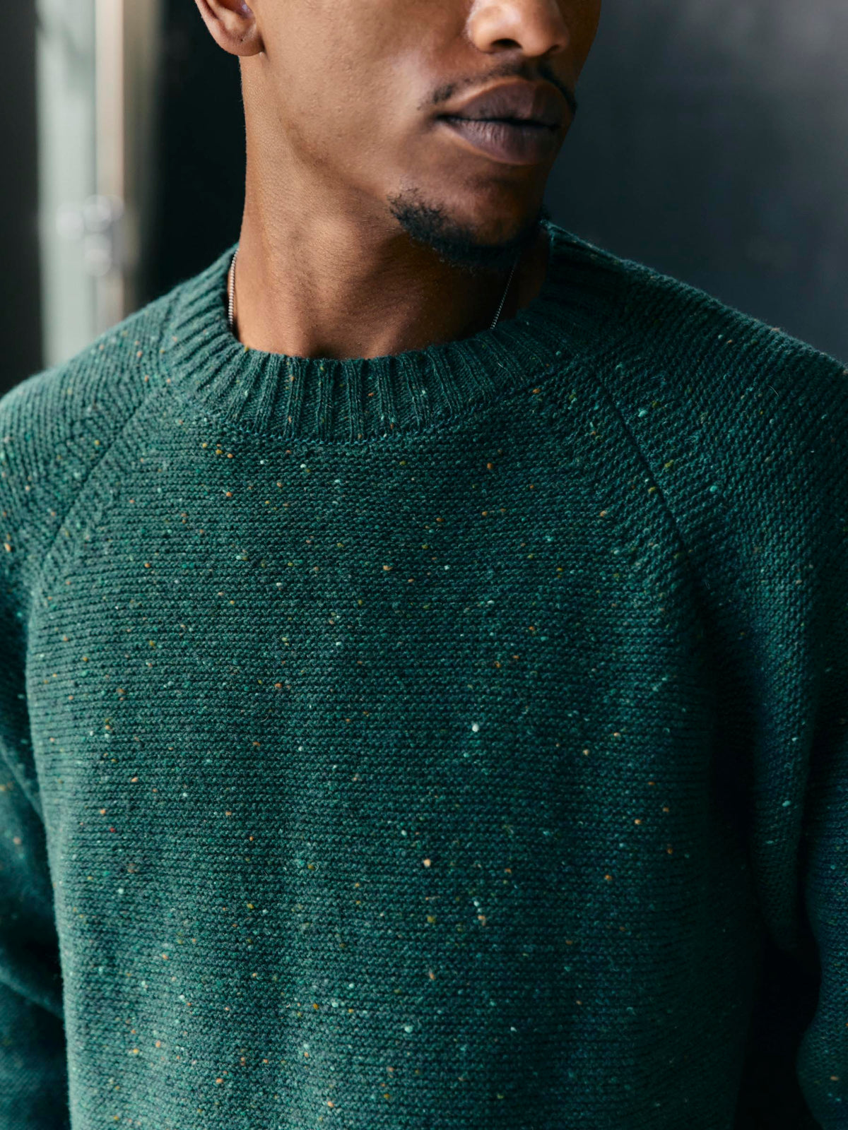 galway wool sweater in spruce nep