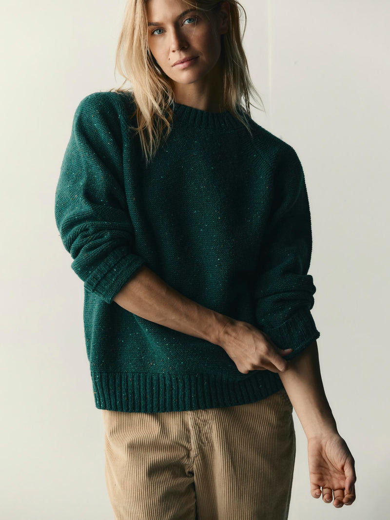 galway wool sweater in spruce nep