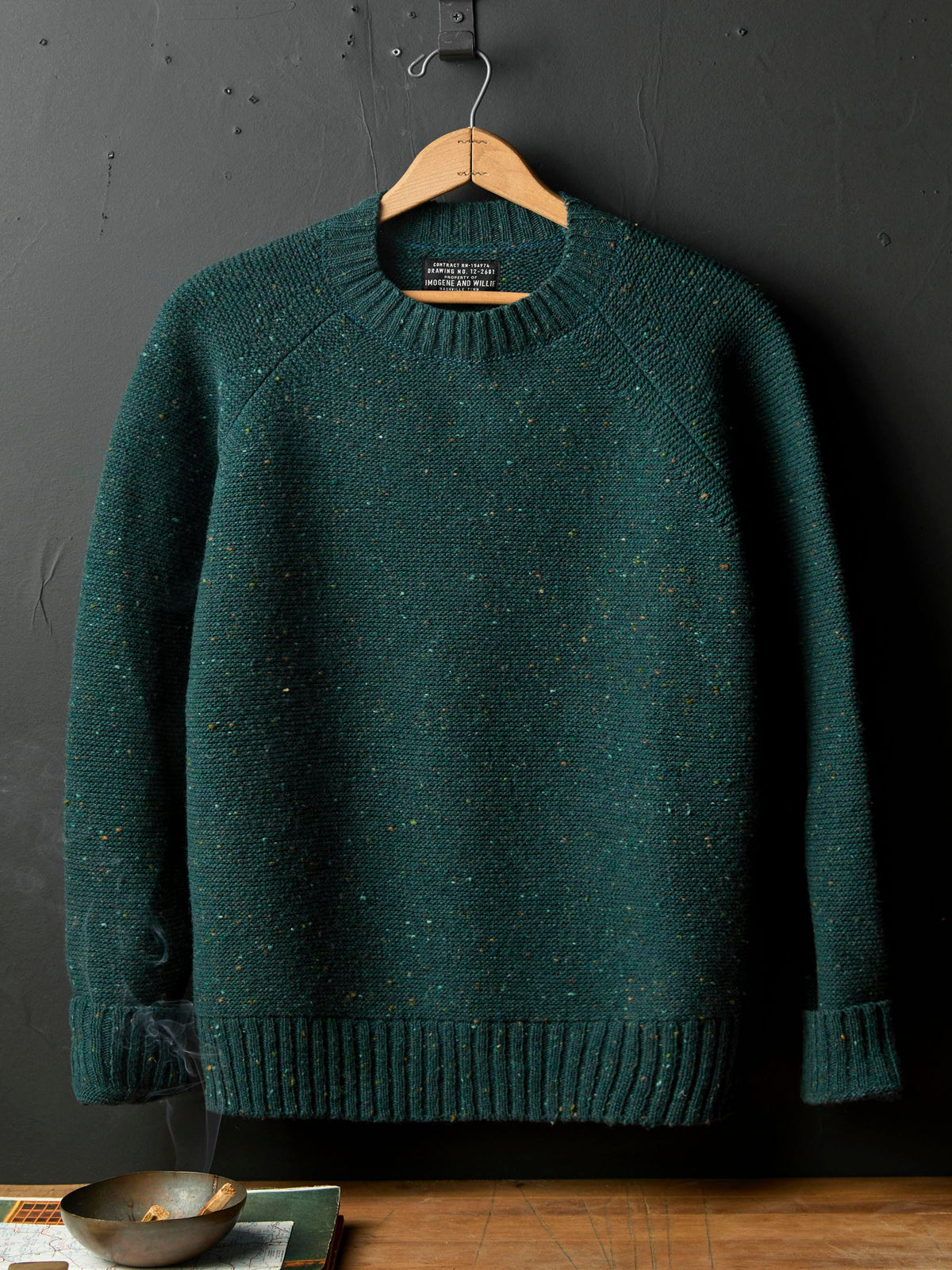 galway wool sweater in spruce nep