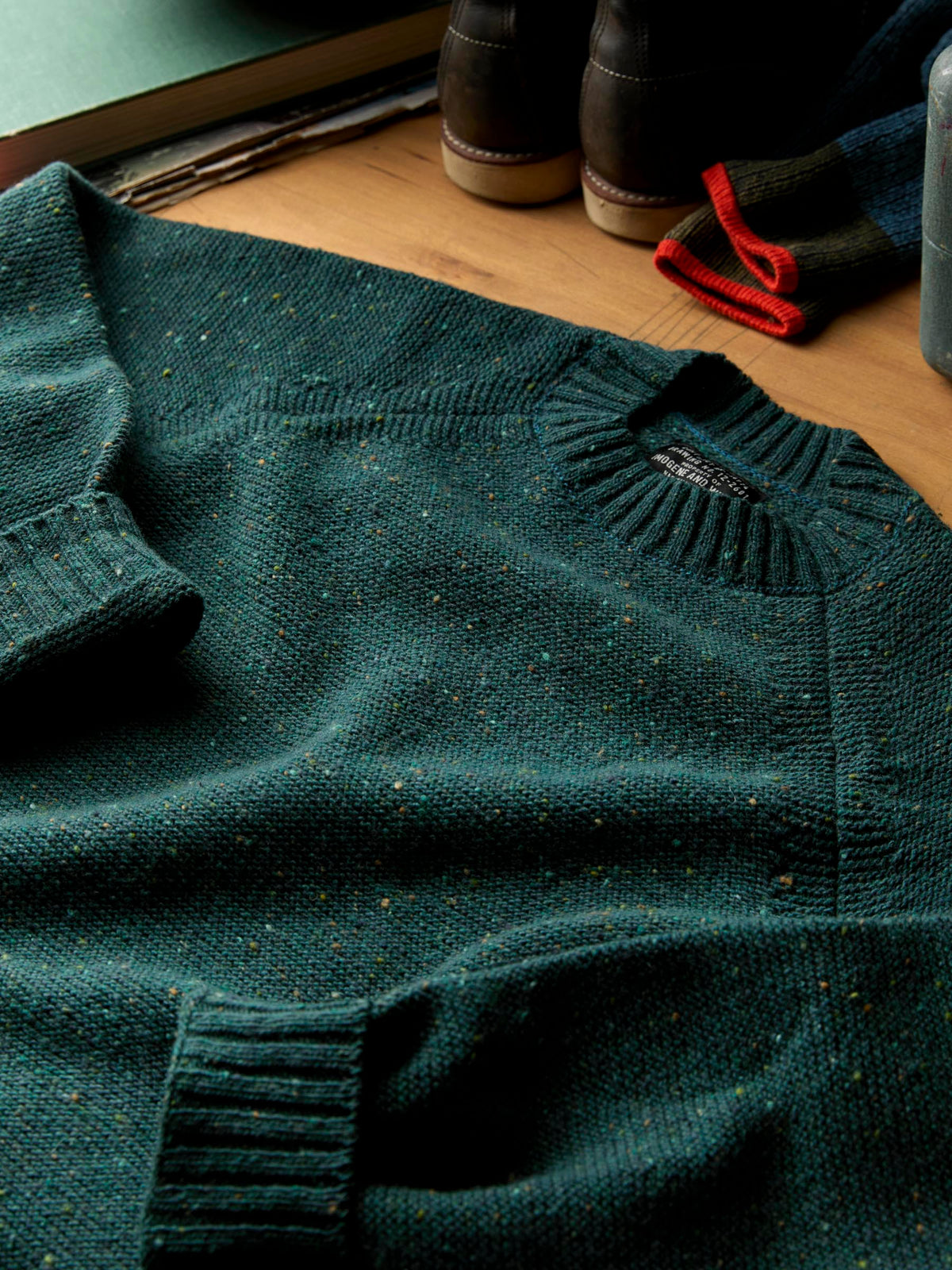 galway wool sweater in spruce nep