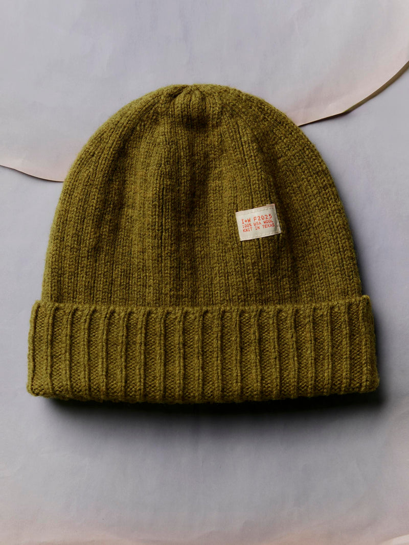 knit wool watch cap in peridot